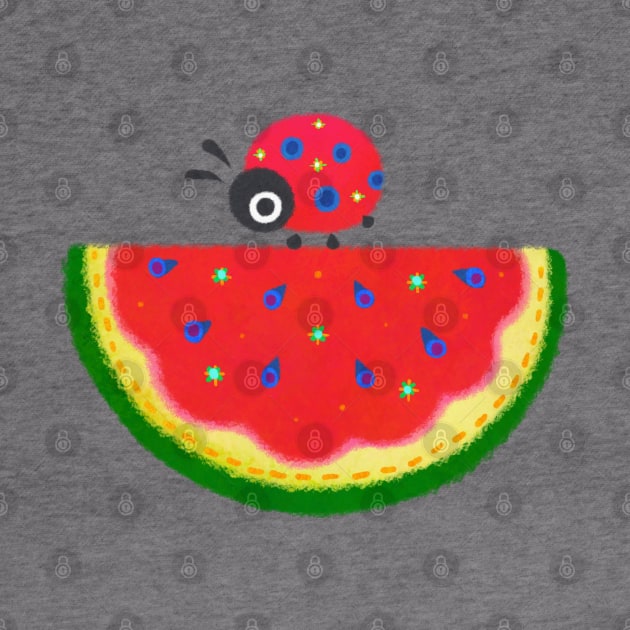 watermelon and ladybug by pikaole